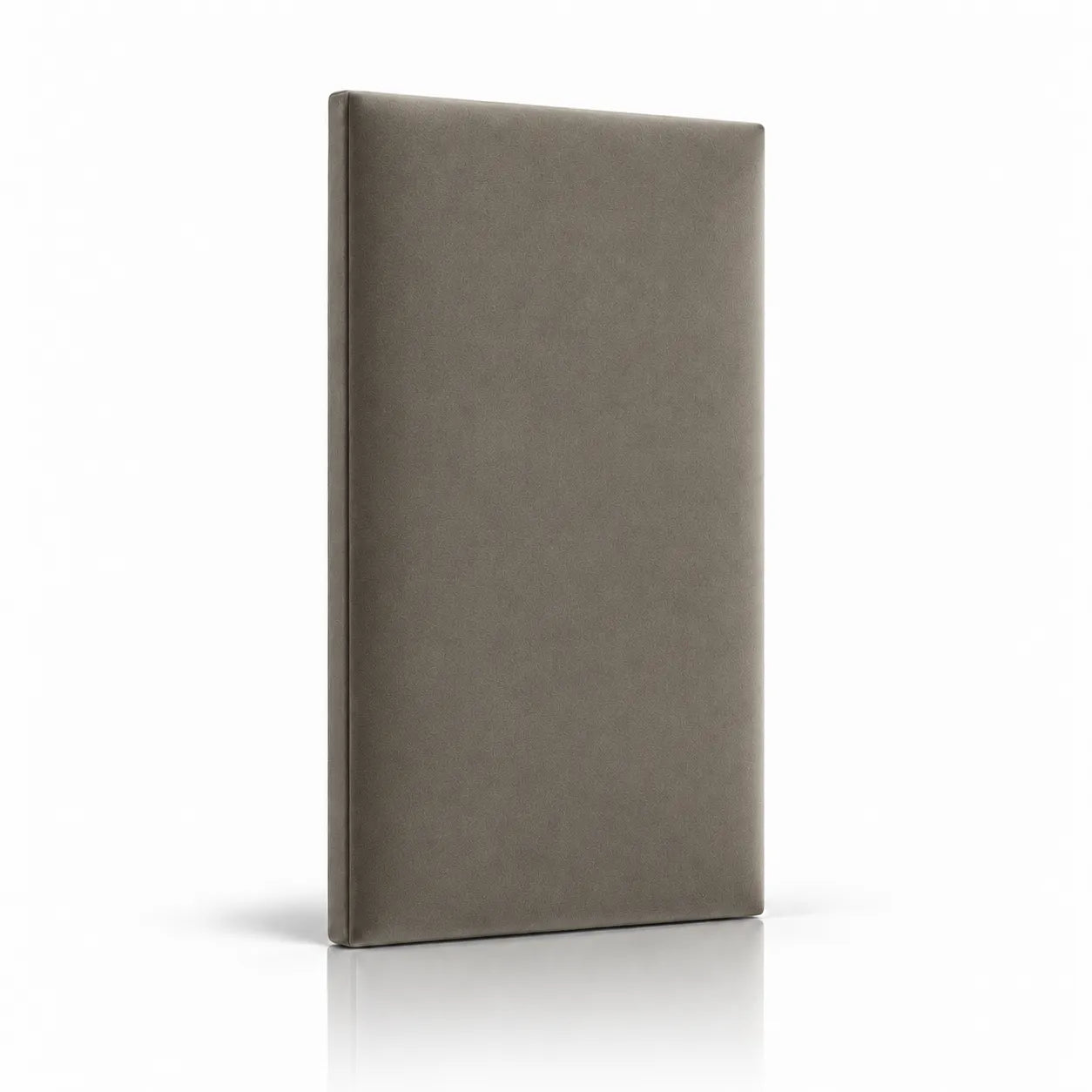 Taupe bespoke upholstered wall panel on white background