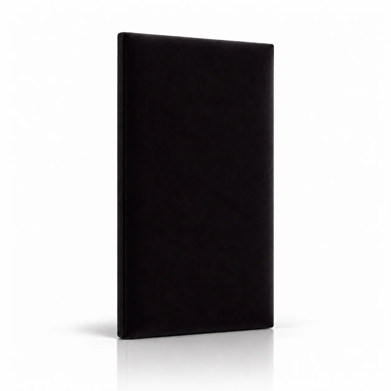 Velvet black bespoke upholstered wall panel on white background