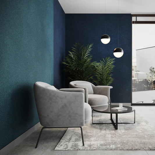 Plain Acoustic Wallpaper Wool in living room interior Decormania.eu