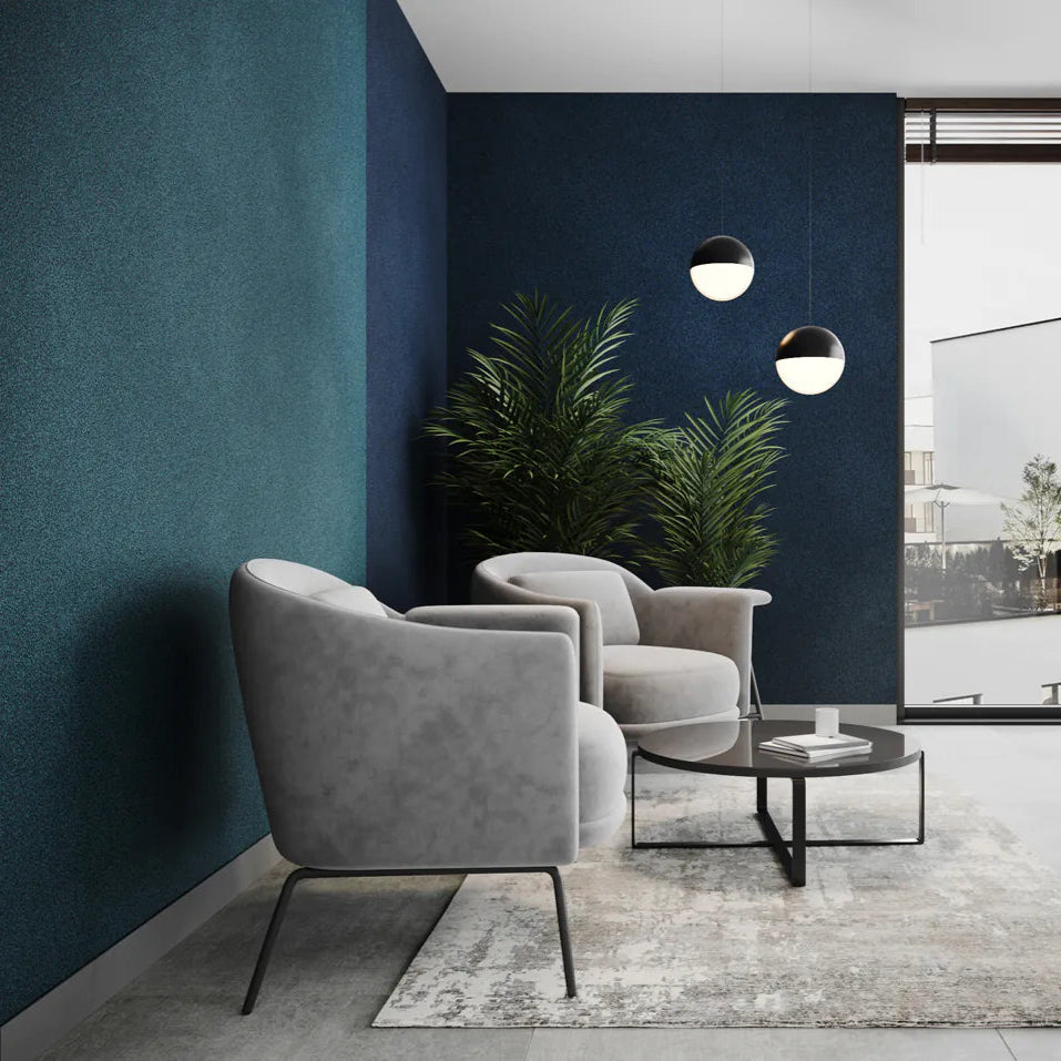 Plain Acoustic Wallpaper Wool in living room interior Decormania.eu