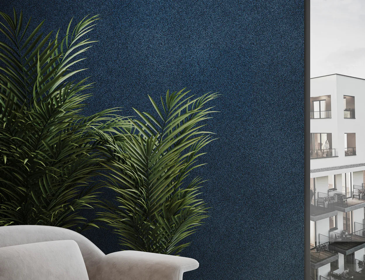 Plain Acoustic Wallpaper Wool feature wall closeup Decormania.eu