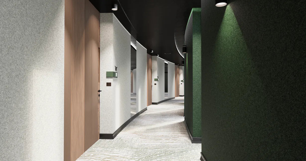 Plain Acoustic Wallpaper Wool in hallway interior Decormania.eu