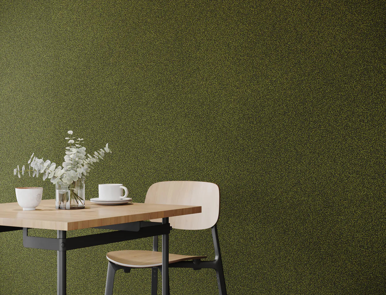 KHAKI Plain Acoustic Wallpaper - 90% Wool-fluffo-DecorMania-eu