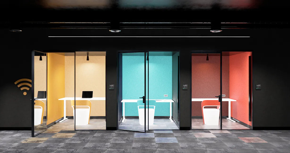 Plain Acoustic Wallpaper Wool in colorful office Decormania.eu