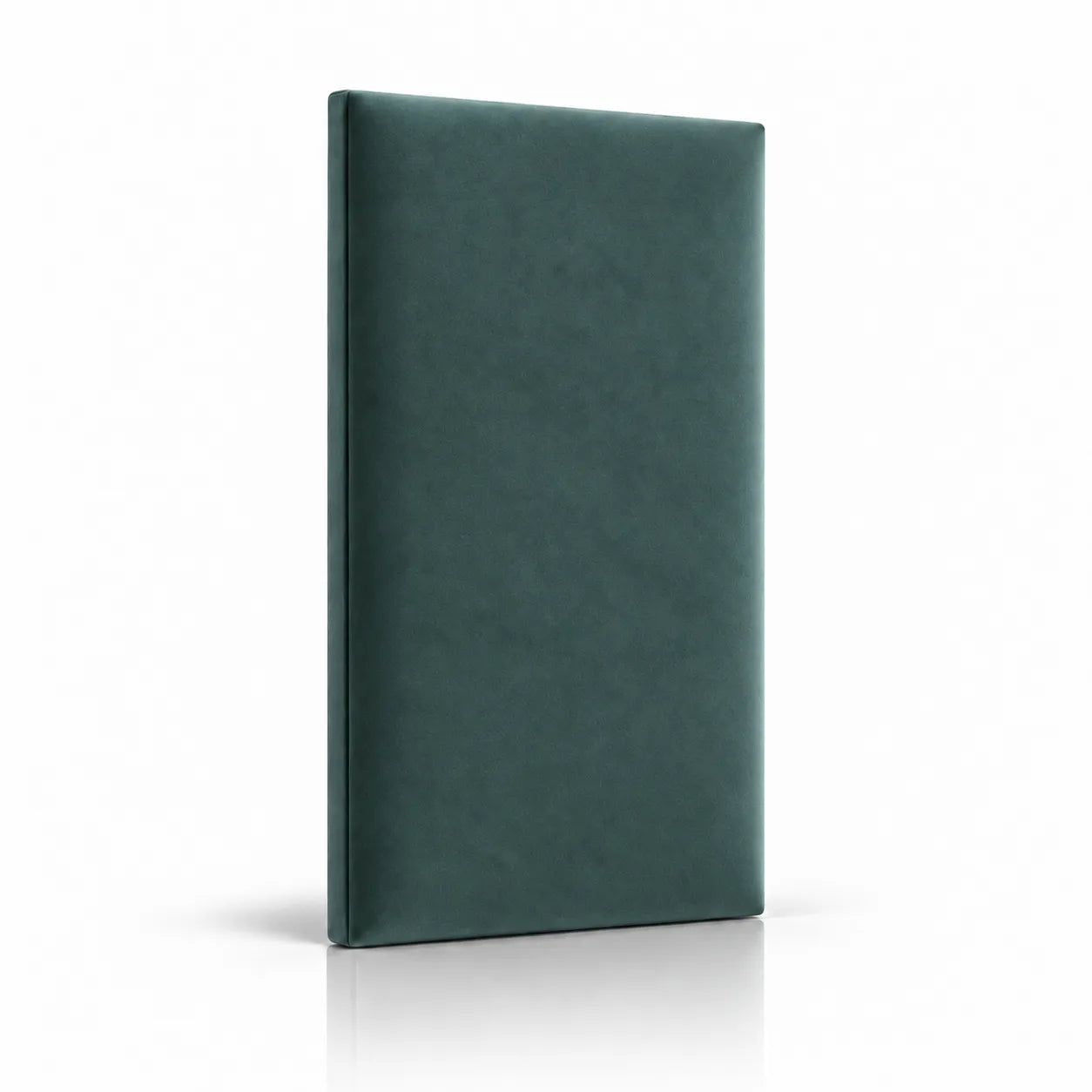 Teal bespoke upholstered wall panel on white background