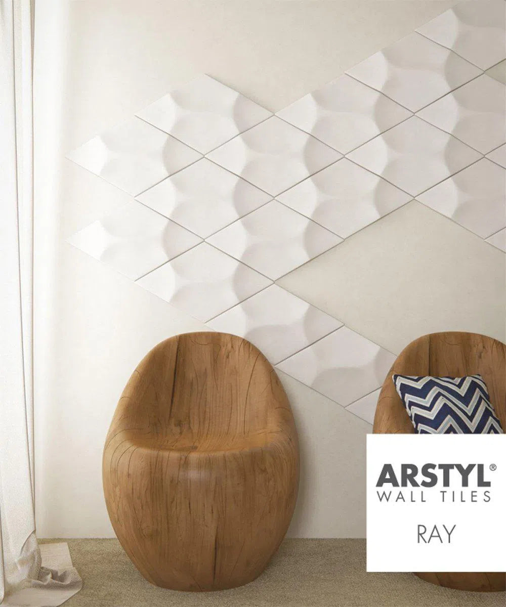 RAY 3D Polyurethane Wall Art Panel decoratve piece on white wall Decormania.eu