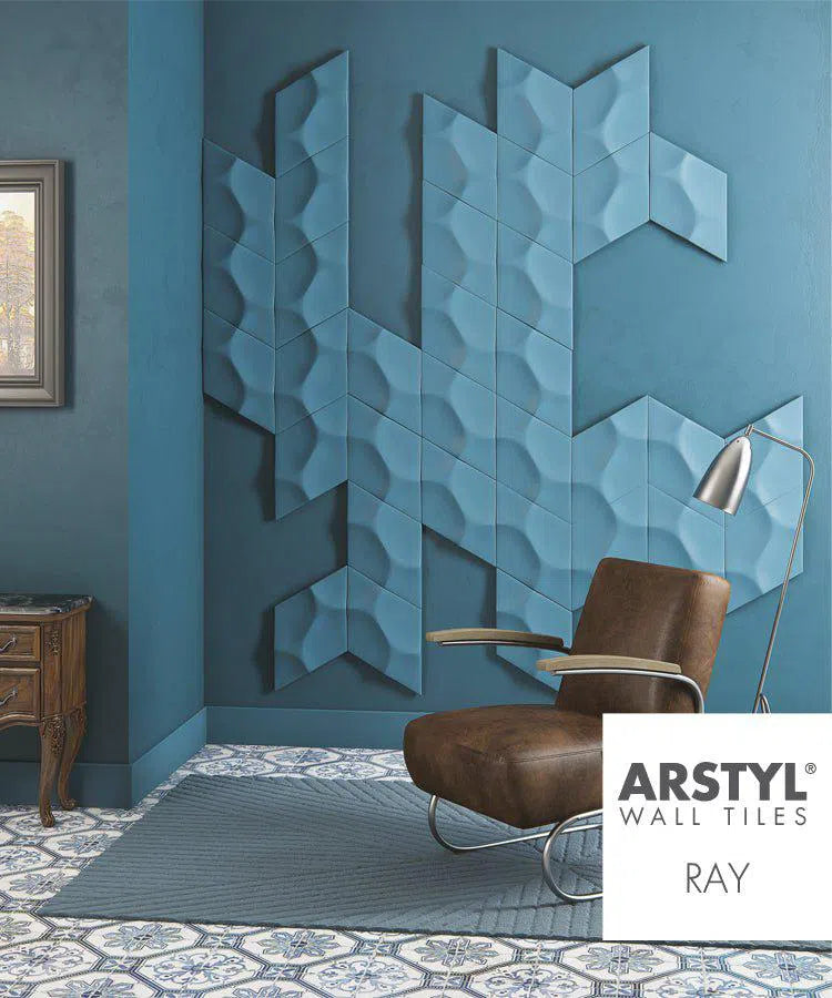 RAY 3D Polyurethane Wall Art Panel  decorative piece in colour blue Decormania.eu