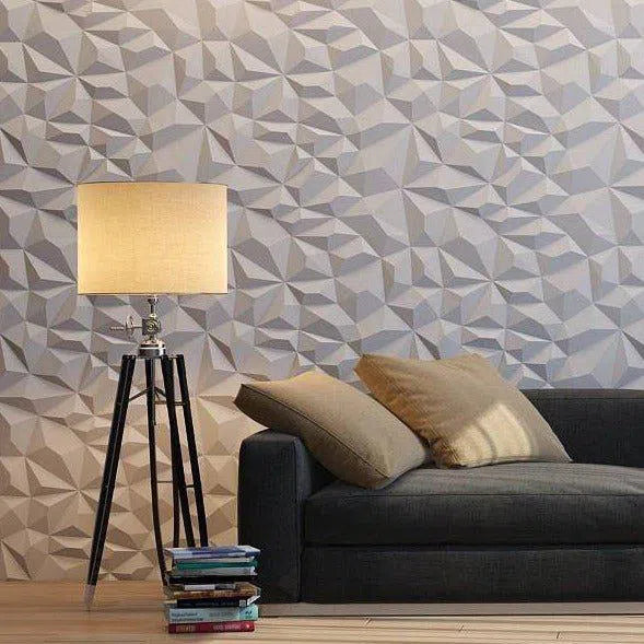 RHINESTONE Gypsum 3D Wall Panels  white accent wall in living room interior cropped DecorMania.eu