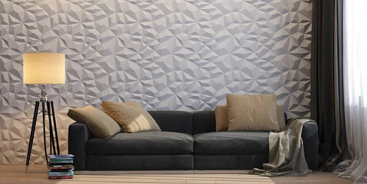 RHINESTONE Gypsum 3D Wall Panels  Accent Wall in living room interior DecorMania.eu