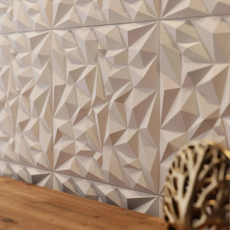 RHINESTONE Polystyrene Wall Art – 3D Decorative Panels white colour closeup DecorMania.eu
