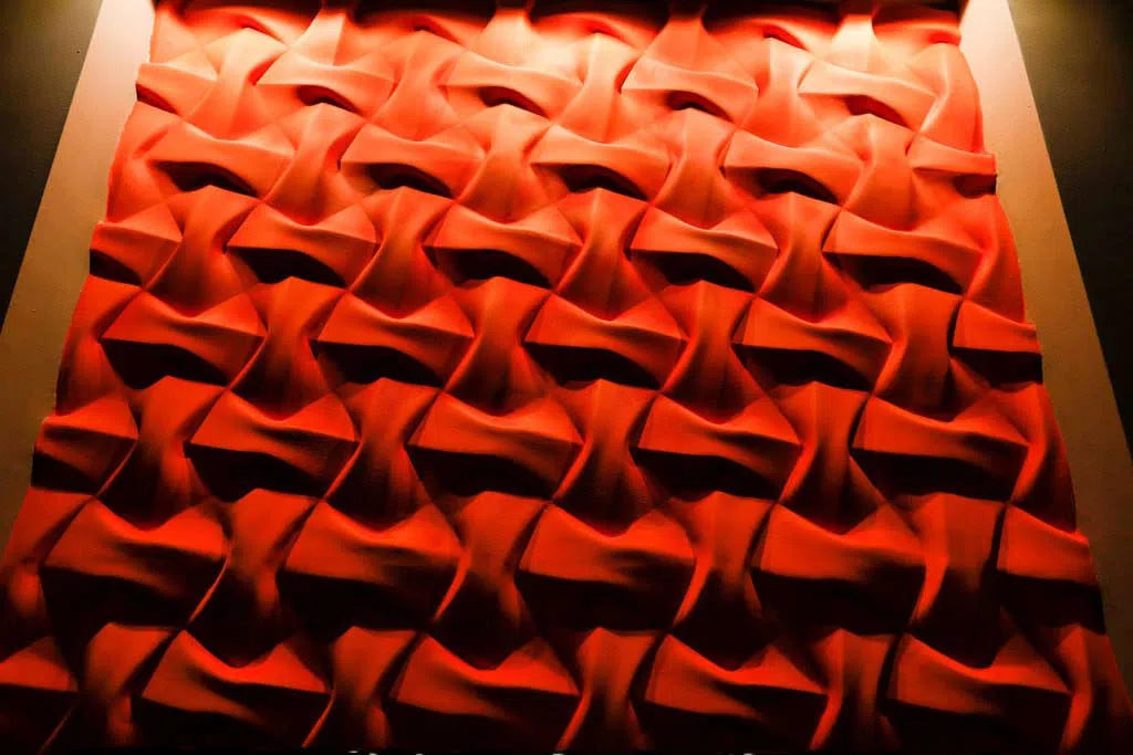 RIBBON Polystyrene Wall Art – 3D Decorative Panels in bright red colour DecorMania.eu