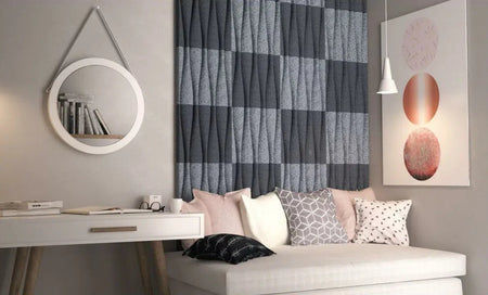 SANDGLASS Acoustic 3D Felt Wall Panels in grey interior BLACK DecorMania.eu