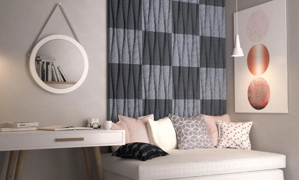 SANDGLASS Acoustic 3D Felt Wall Panels in grey colour interior GREY Decormania.eu