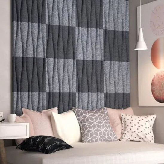 SANDGLASS Acoustic 3D Felt Wall Panels in grey colour interior GREY cropped Decormania.eu