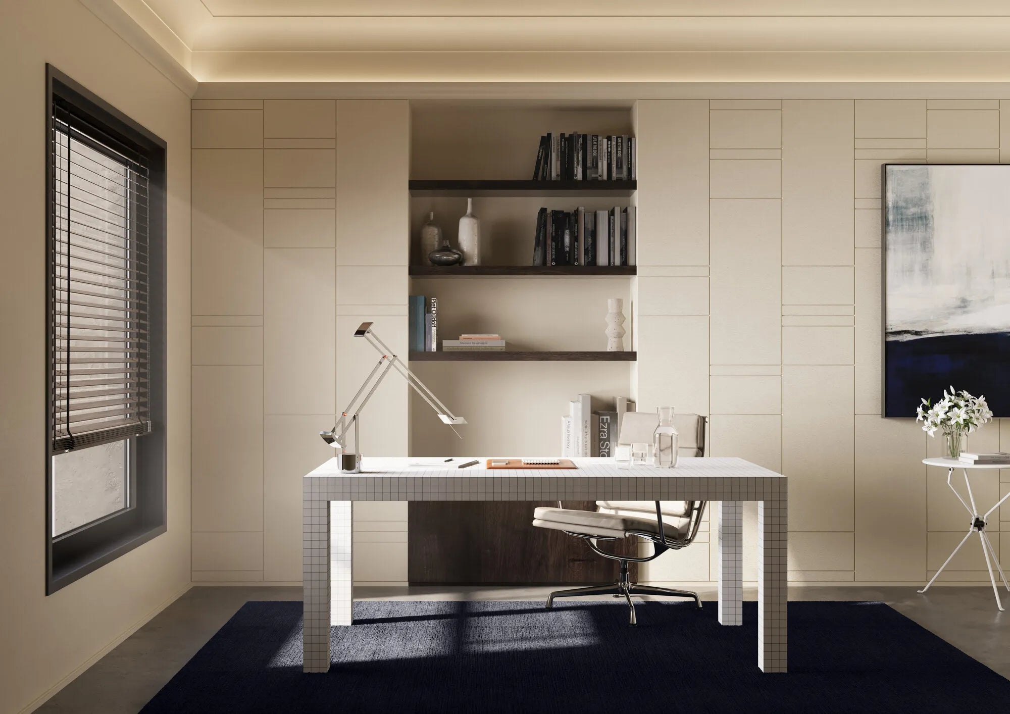 SCURETTO 3D Polyurethane Wall Art Panel in white office interior DecorMania.eu