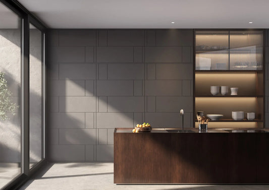 SCURETTO 3D Polyurethane Wall Art Panel in grey kitchen interior DecorMania.eu