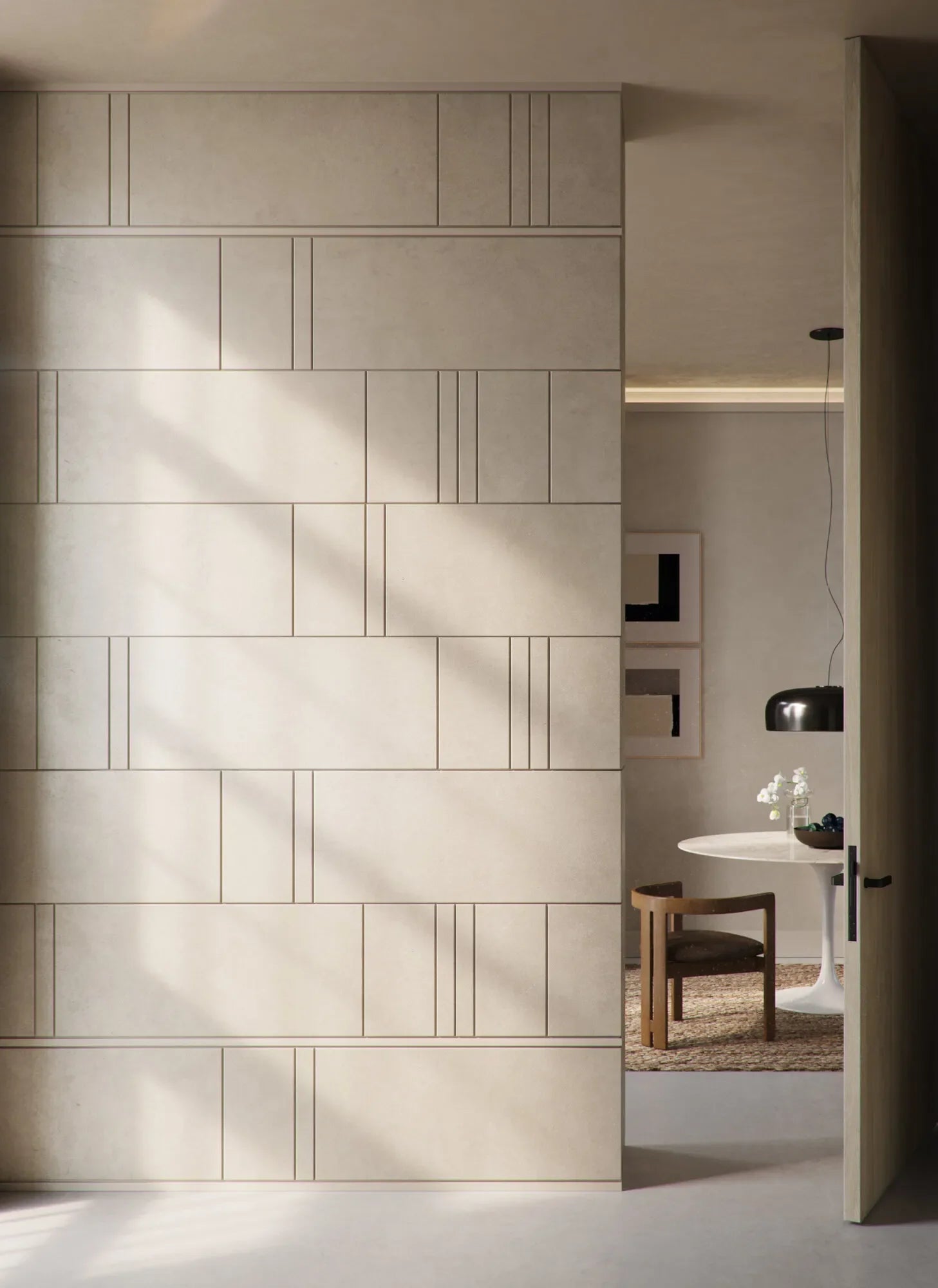 SCURETTO 3D Polyurethane Wall Art beige colour accent wall Panel DecorMania.eu