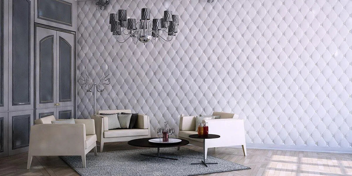 SOFT BUTTONS Gypsum 3D Wall Panels white colour accent wall DecorMania.eu