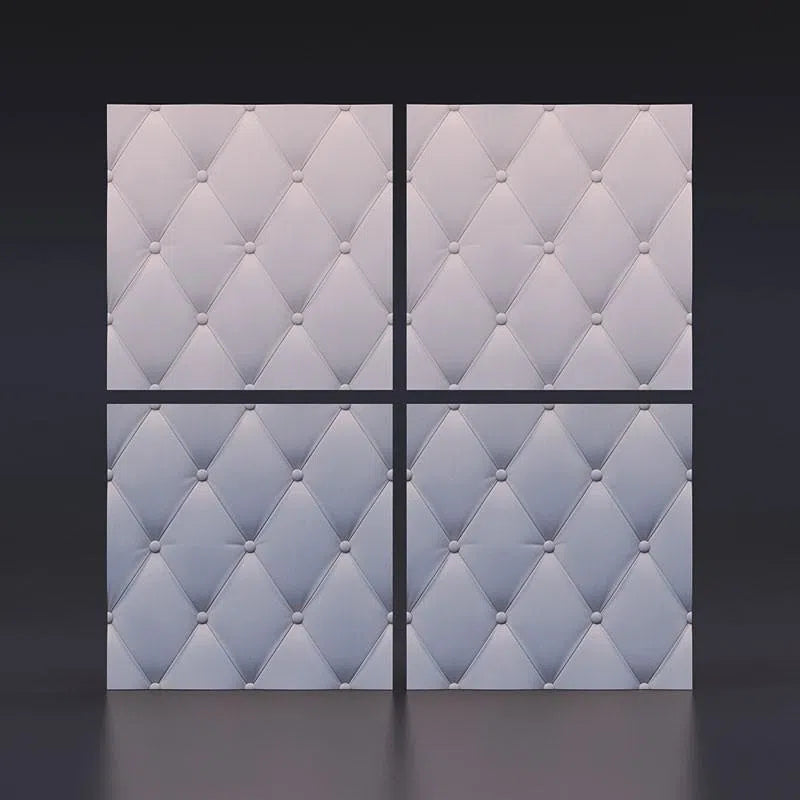 SOFT BUTTONS Gypsum 3D Wall Panels four pieces on grey backgroundDecorMania.eu
