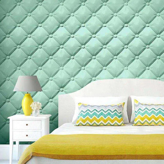 SOFT BUTTONS Polystyrene Wall Art – 3D Decorative Panels in teal colour in  bedroom interior DecorMania.eu