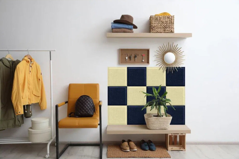 SQUARE BOLD Acoustic 3D Felt Wall Panels in white colour interior CREAM DecorMania.eu