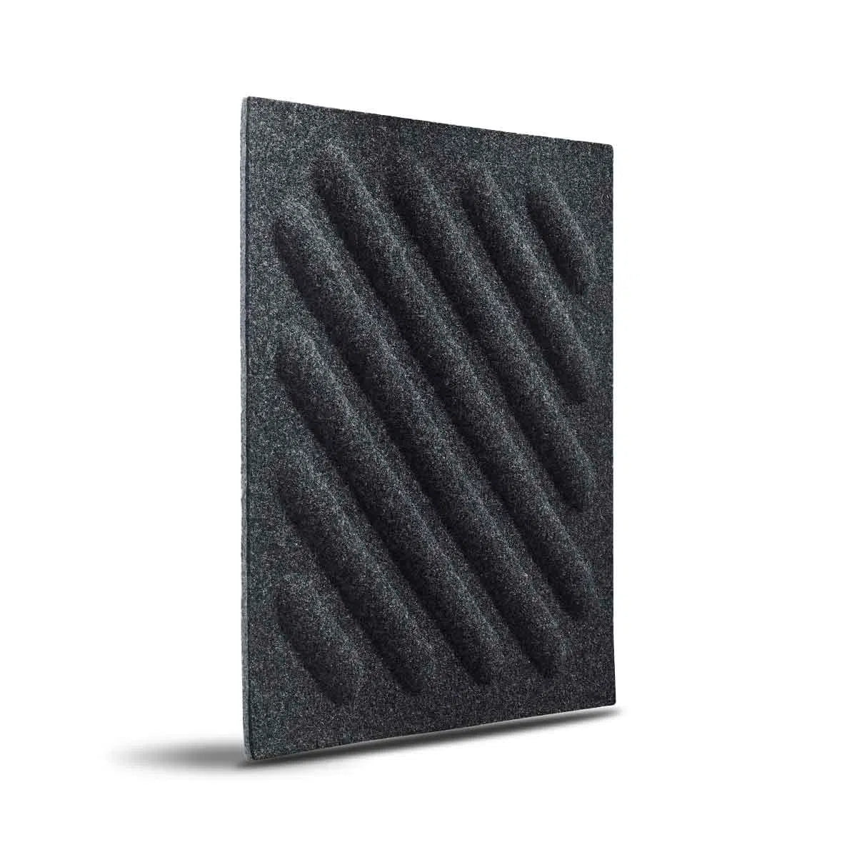 SQUARE RIFT 2 Acoustic 3D Felt Wall Panels on white background BLACK Decormania.eu