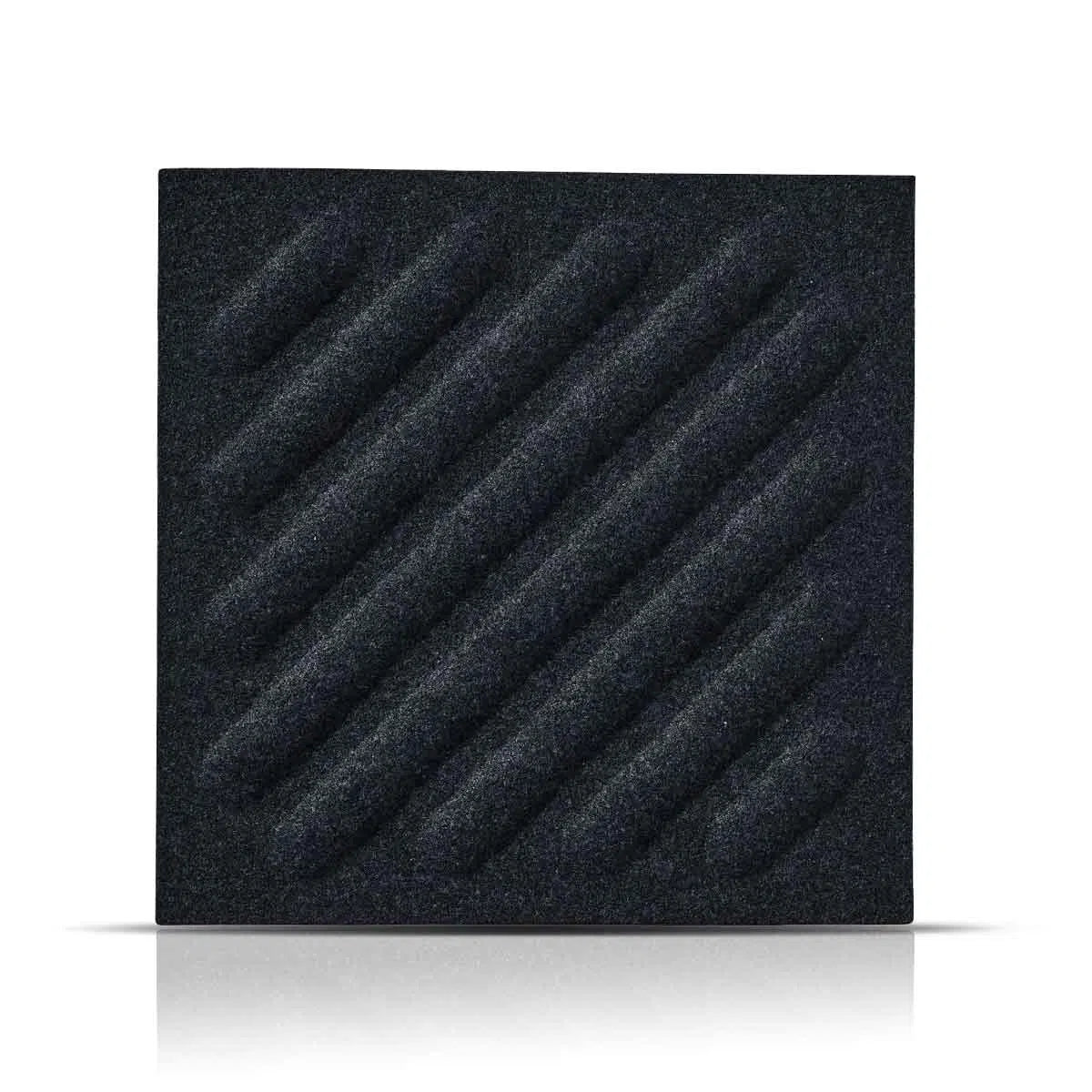 SQUARE RIFT 2 Acoustic 3D Felt Wall Panels on white background BLACK Decormania.eu