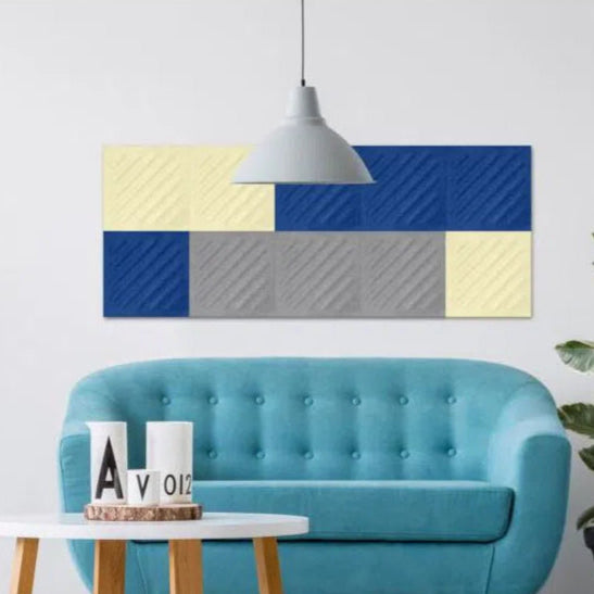 SQUARE RIFT 2 Acoustic 3D Felt Wall Panels in white colour interior cropped CREAM DecorMania.eu