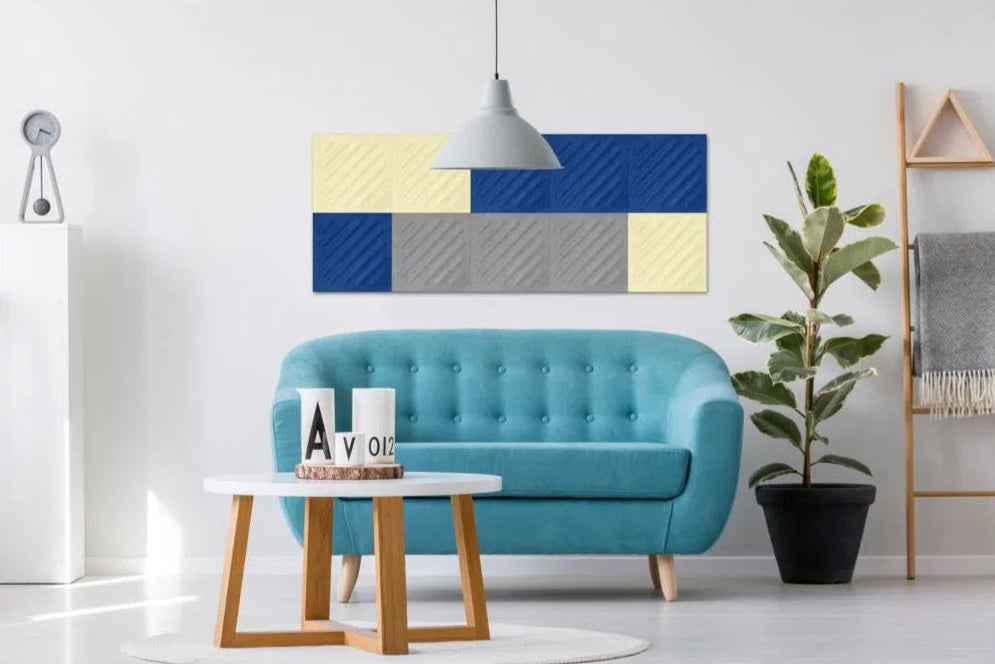 SQUARE RIFT 2 Acoustic 3D Felt Wall Panels in white colour interior CREAM DecorMania.eu