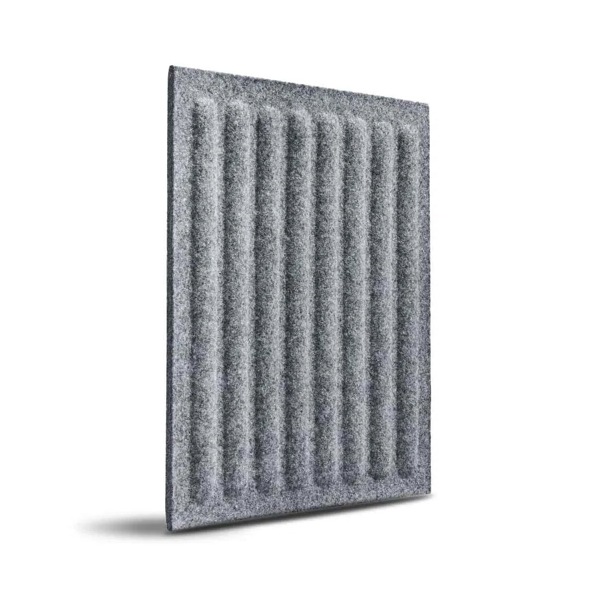 SQUARE RIFT 3D Acoustic Felt Wall Panels on white background GREY DecorMania.eu