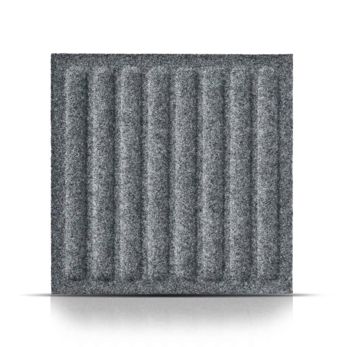 SQUARE RIFT 3D Acoustic Felt Wall Panels on white background GREY DecorMania.eu