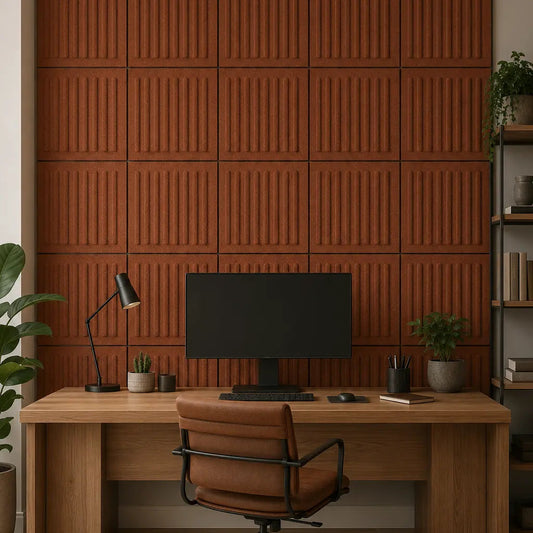 Square 3d acoustic felt rusty panel front view
