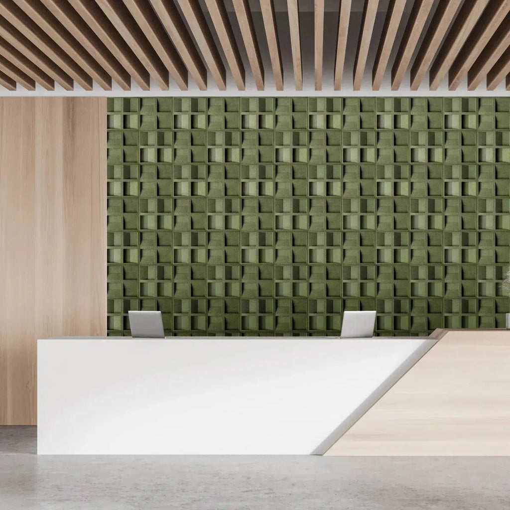 SQUARE 3D Cork Acoustic Wall Panels in office interior DecorMania.eu