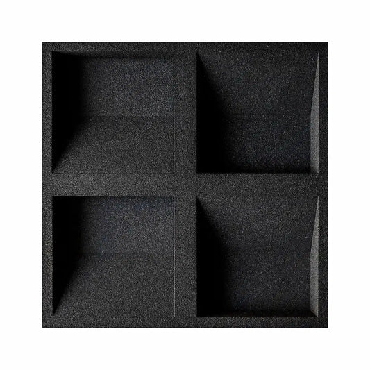 SQUARE 3D Cork Acoustic Wall Panels on white background BLACK DecorMania.eu
