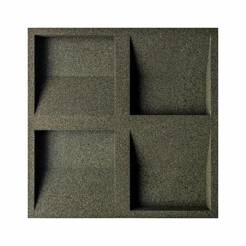 SQUARE 3D Cork Acoustic Wall Panels on white background DARK GREEN DecorMania.eu