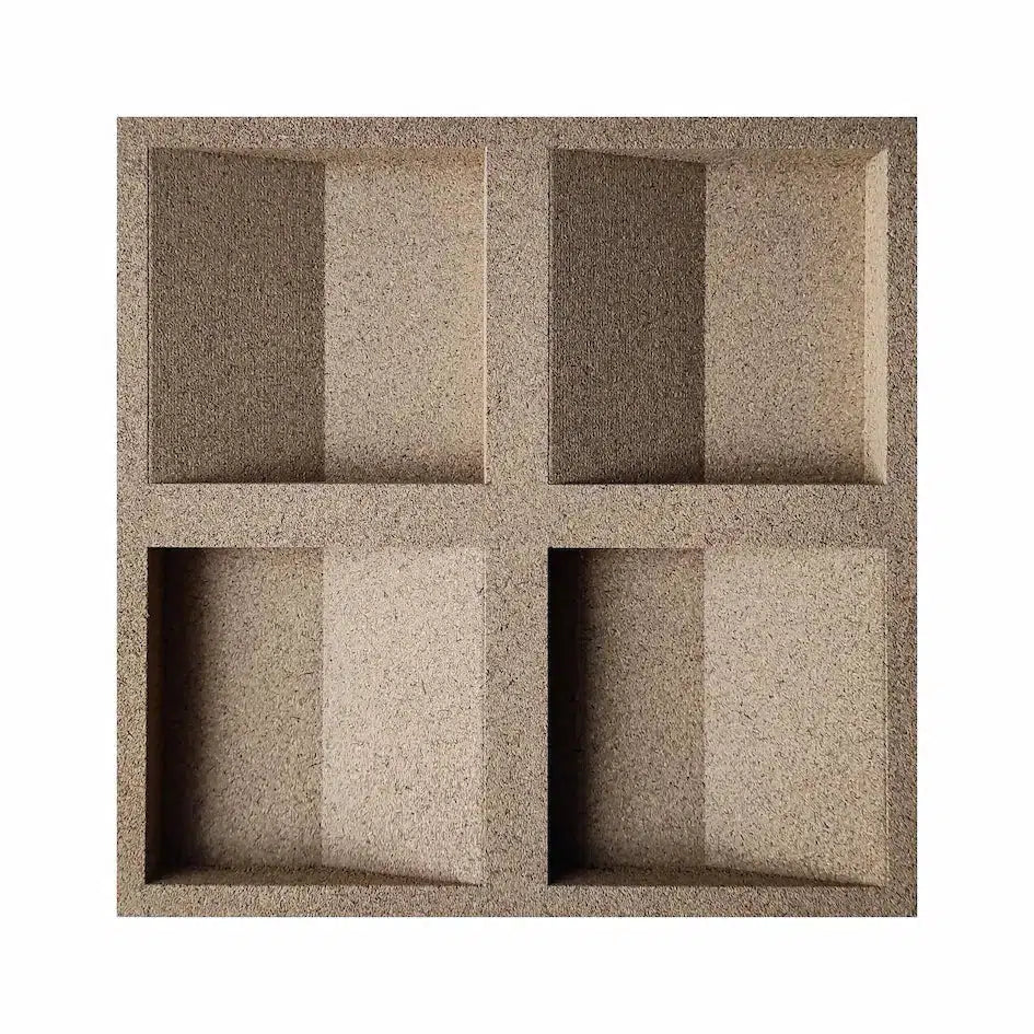 SQUARE 3D Cork Acoustic Wall Panels on white background IVORY DecorMania.eu