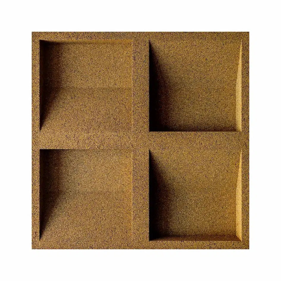SQUARE 3D Cork Acoustic Wall Panels on white background YELLOW DecorMania.eu