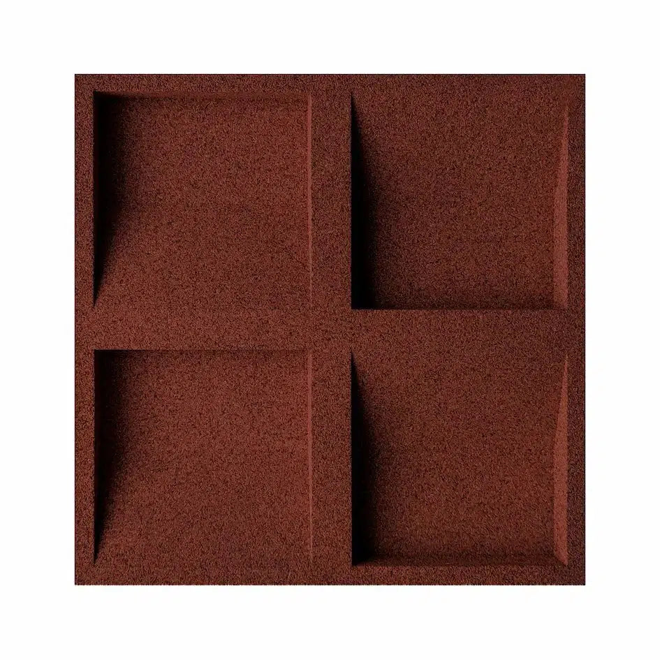 SQUARE 3D Cork Acoustic Wall Panels on white background MAROON DecorMania.eu
