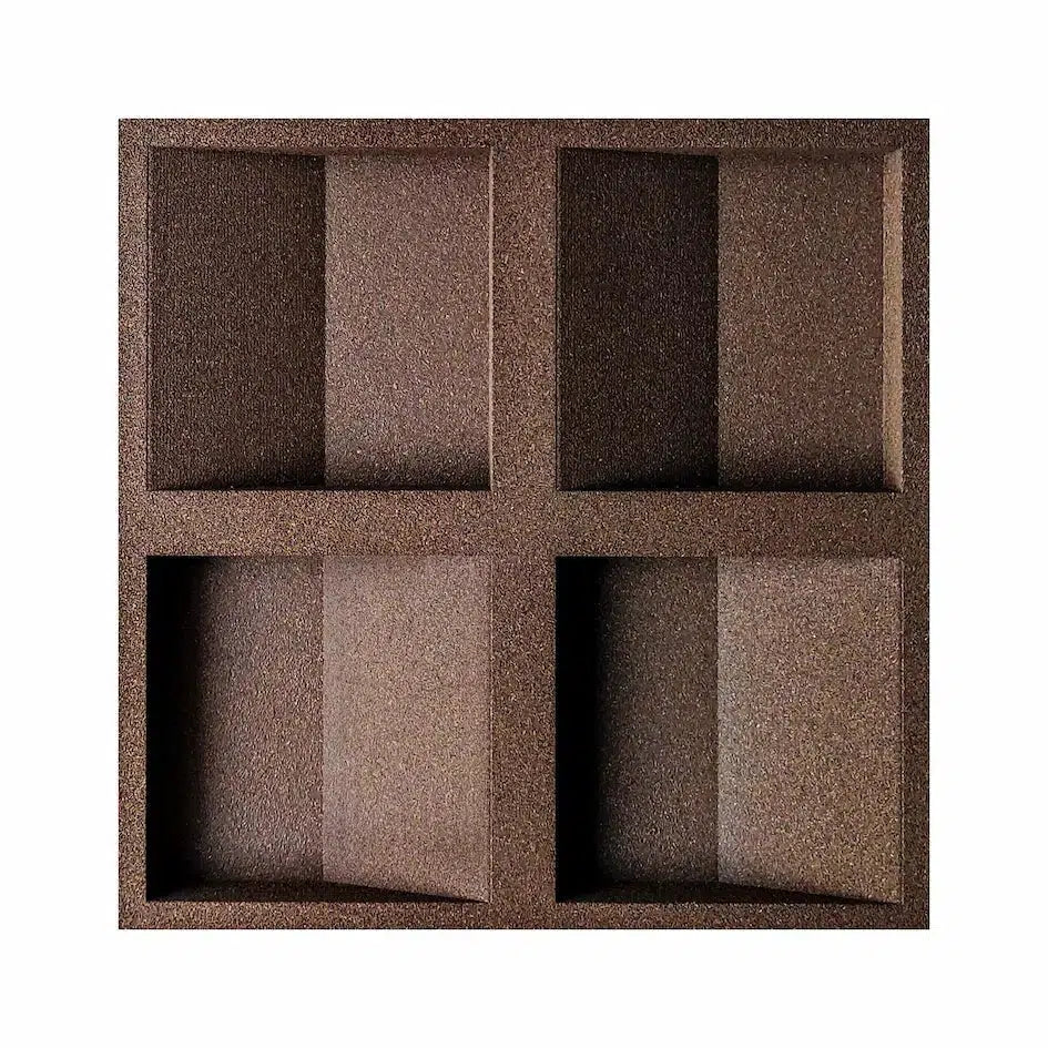 SQUARE 3D Cork Acoustic Wall Panels on white background BROWN DecorMania.eu