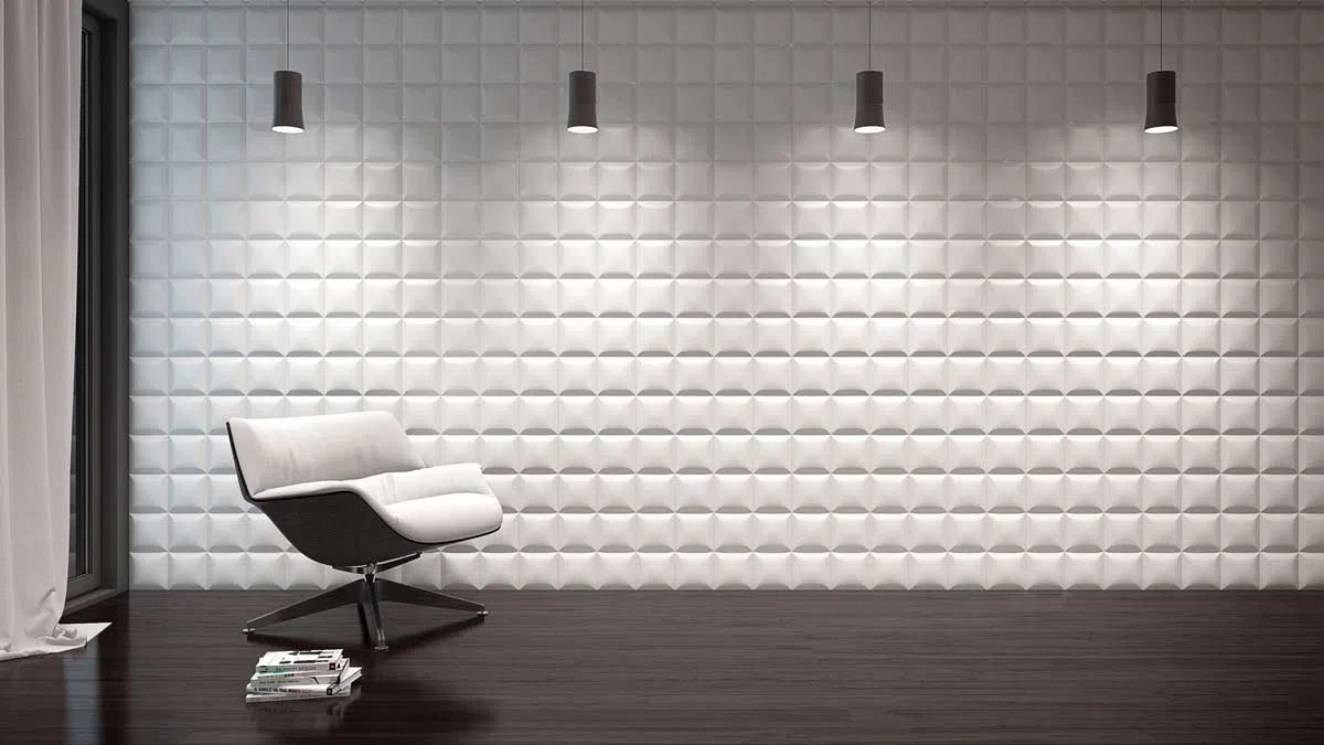 SQUARE 3D Polyurethane Wall Art Panel  painted white DecorMania.eu