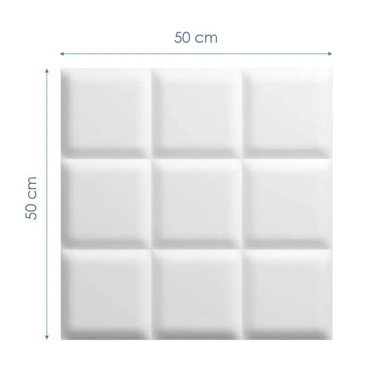SQUARE Polystyrene Wall Art – 3D Decorative Panels on white background with measurements DecorMania.eu