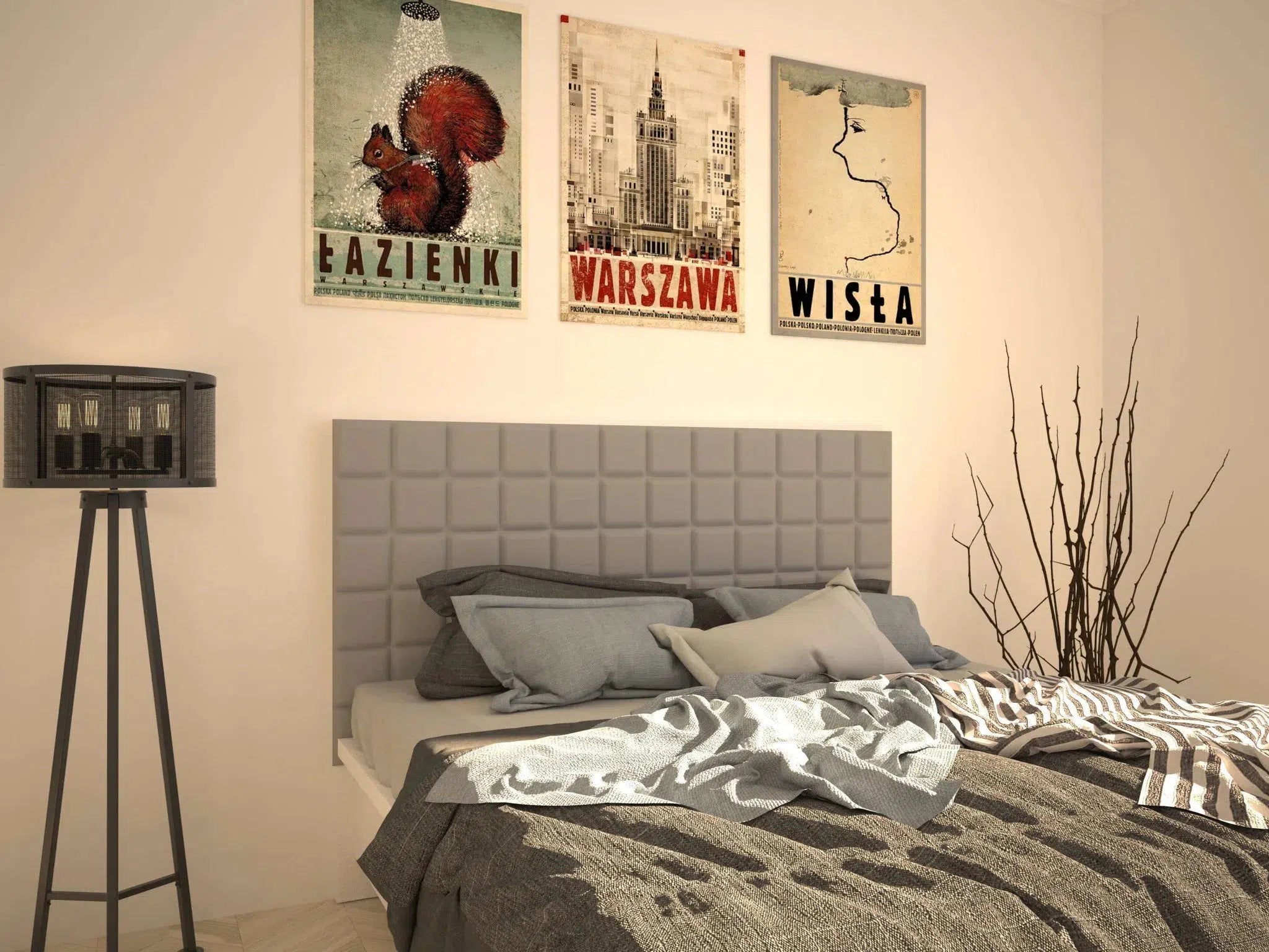 SQUARE Polystyrene Wall Art – 3D Decorative Panels in bedroom interior DecorMania.eu