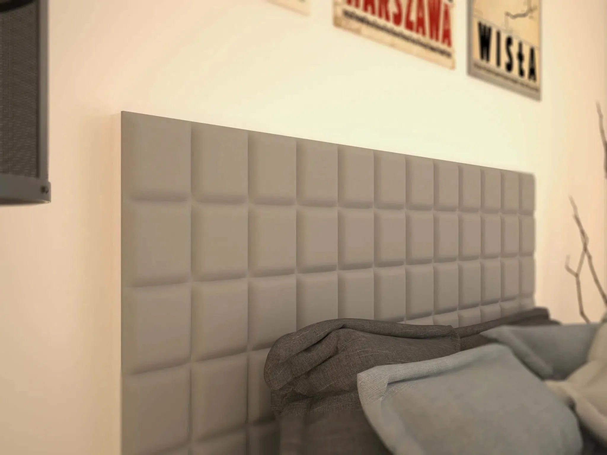 SQUARE Polystyrene Wall Art – 3D Decorative Panels in grey and white colour interior DecorMania.eu