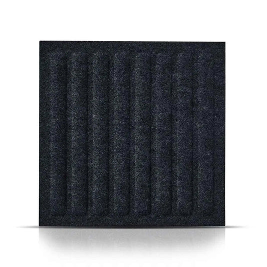 SQUARE RIFT Acoustic 3D Felt Wall Panels on white background BLACK DecorMania.eu