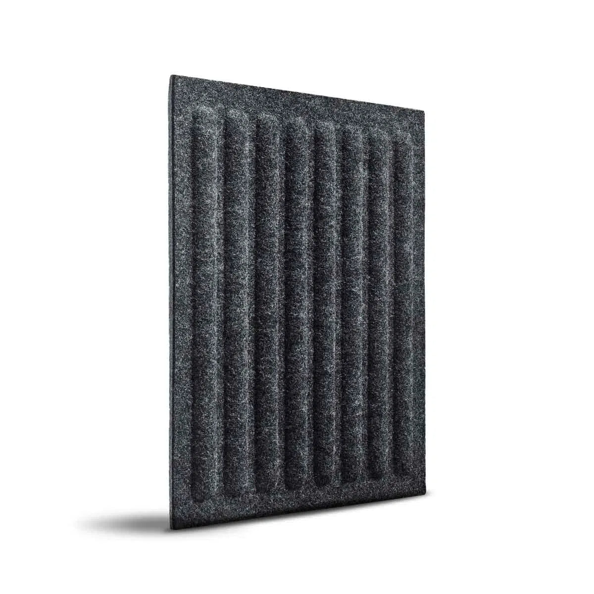SQUARE RIFT Acoustic 3D Felt Wall Panels on white background BLACK DecorMania.eu