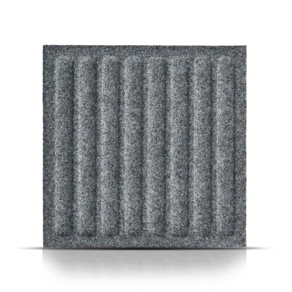 SQUARE RIFT Acoustic 3D Felt Wall Panels on white background GREY DecorMania.eu