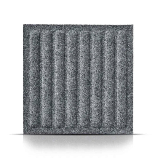 SQUARE RIFT Acoustic 3D Felt Wall Panels on white background GREY DecorMania.eu