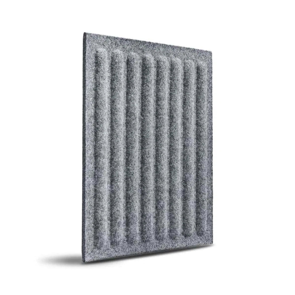 SQUARE RIFT Acoustic 3D Felt Wall Panels on white background GREY DecorMania.eu
