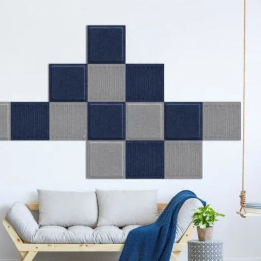 SQUARE RIFT Acoustic 3D Felt Wall Panels in white colour interior NAVY cropped Decormania.eu