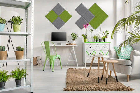 SQUARE RIFT Acoustic 3D Felt Wall Panels in white colour interior OLIVE DecorMania.eu